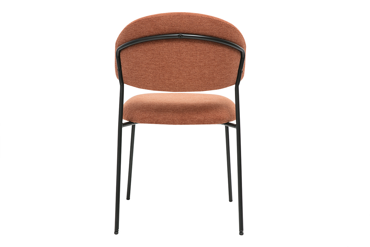 Chaise en tissu velours terre brle vue de dos avec pieds en mtal noir.
