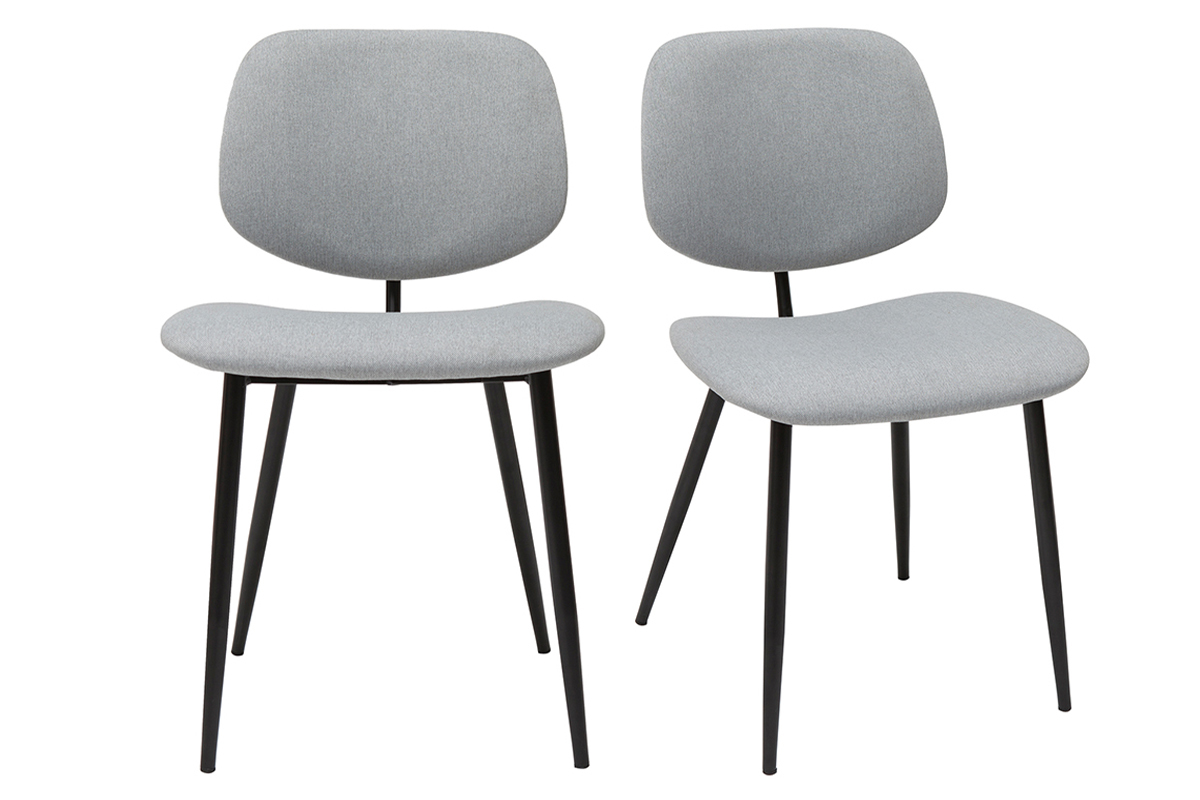 Chaises en tissu gris clair et m�tal noir (lot de 2) TOBIAS