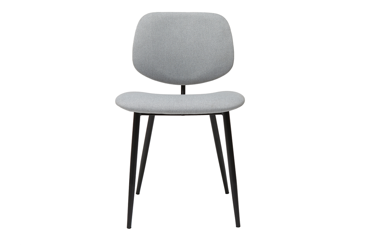 Chaises en tissu gris clair et m�tal noir (lot de 2) TOBIAS