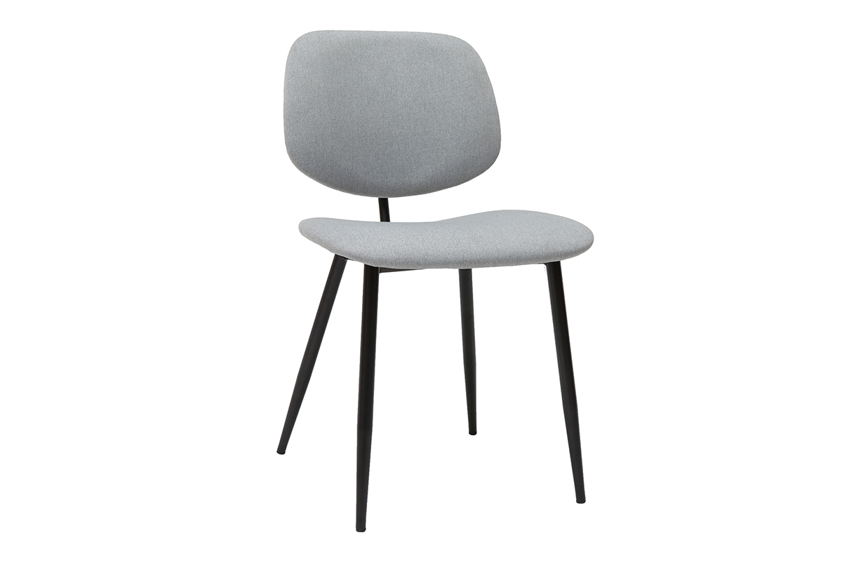 Chaises en tissu gris clair et m�tal noir (lot de 2) TOBIAS