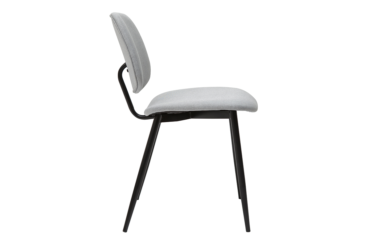 Chaises en tissu gris clair et m�tal noir (lot de 2) TOBIAS