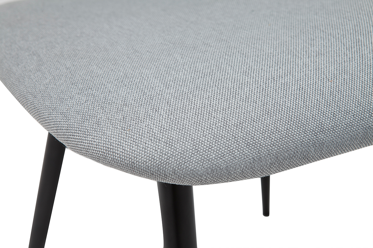 Chaises en tissu gris clair et m�tal noir (lot de 2) TOBIAS
