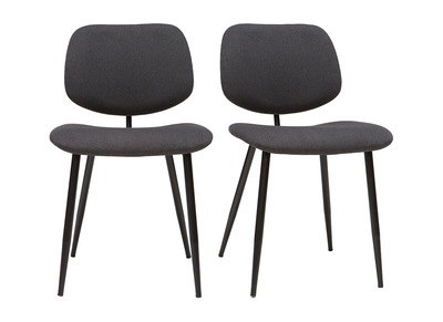 Chaises en tissu gris foncé et métal noir (lot de 2) TOBIAS