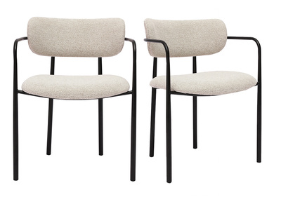 Chaises en tissu texturé beige et métal noir (lot de 2) SWIFT