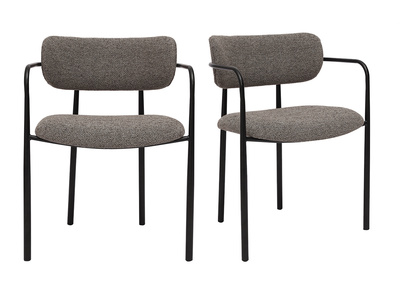 Chaises en tissu texturé taupe et métal noir (lot de 2) SWIFT
