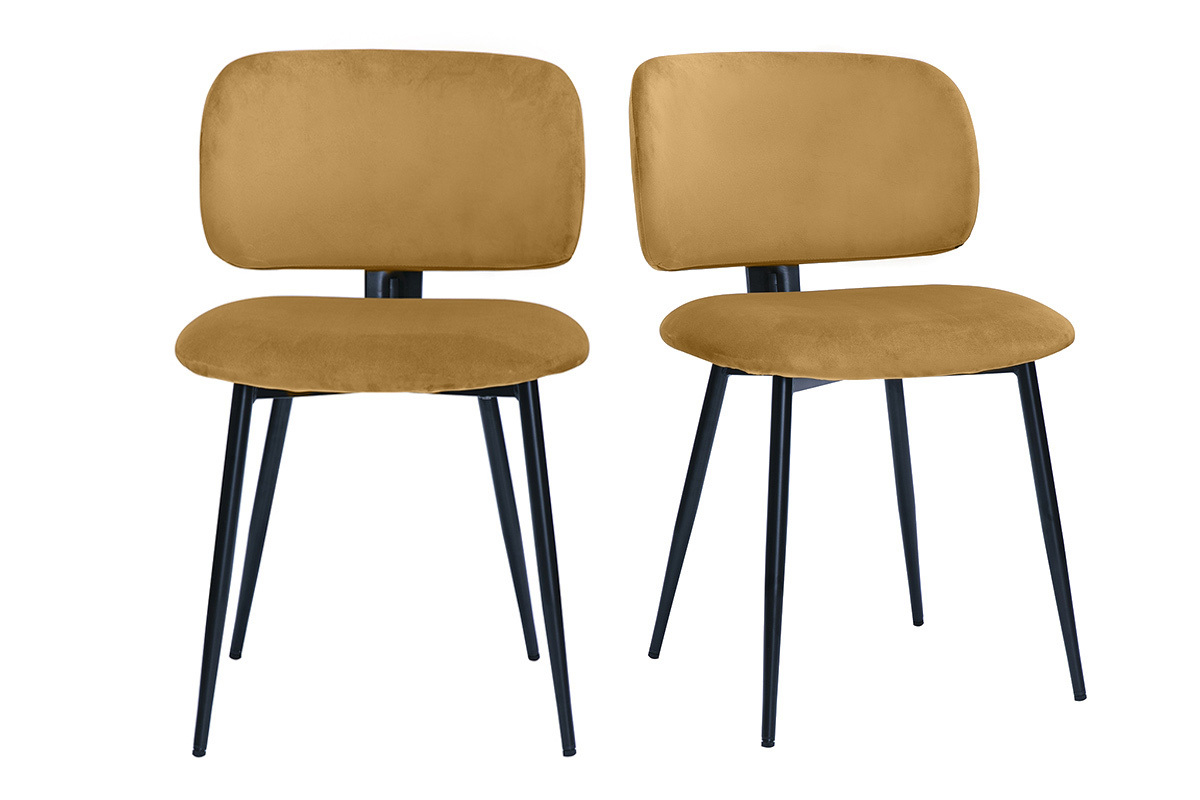 Chaises en tissu velours bronze et mtal noir (lot de 2) ATRIUM