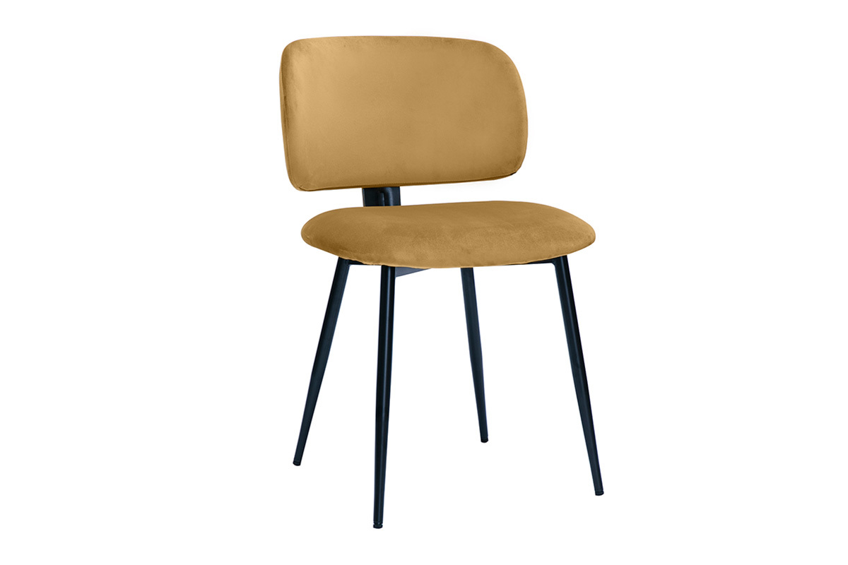 Chaises en tissu velours bronze et mtal noir (lot de 2) ATRIUM