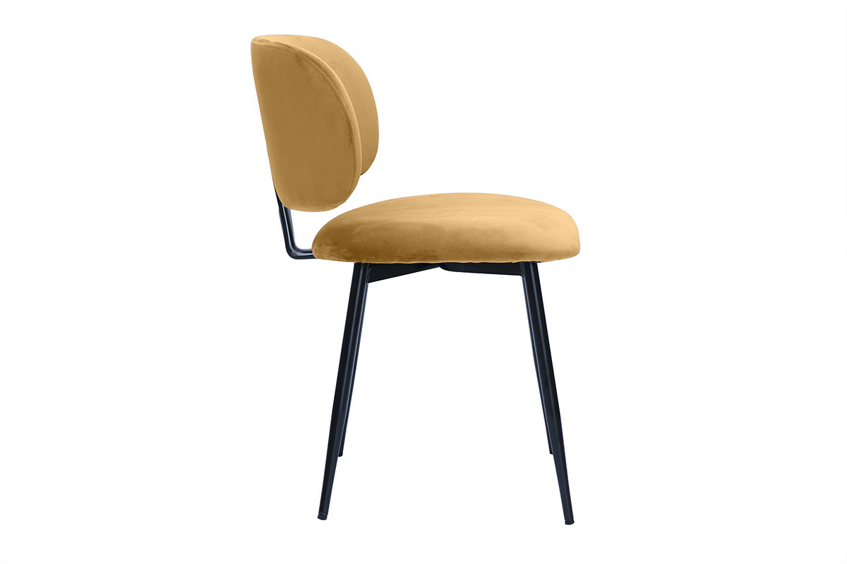 Chaises en tissu velours bronze et mtal noir (lot de 2) ATRIUM