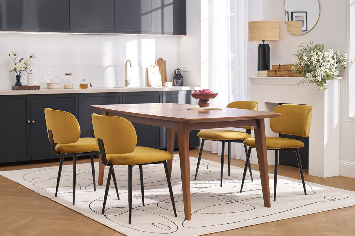 Chaises en tissu velours bronze et mtal noir (lot de 2) ATRIUM