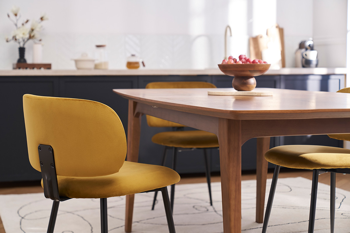 Chaises en tissu velours bronze et mtal noir (lot de 2) ATRIUM