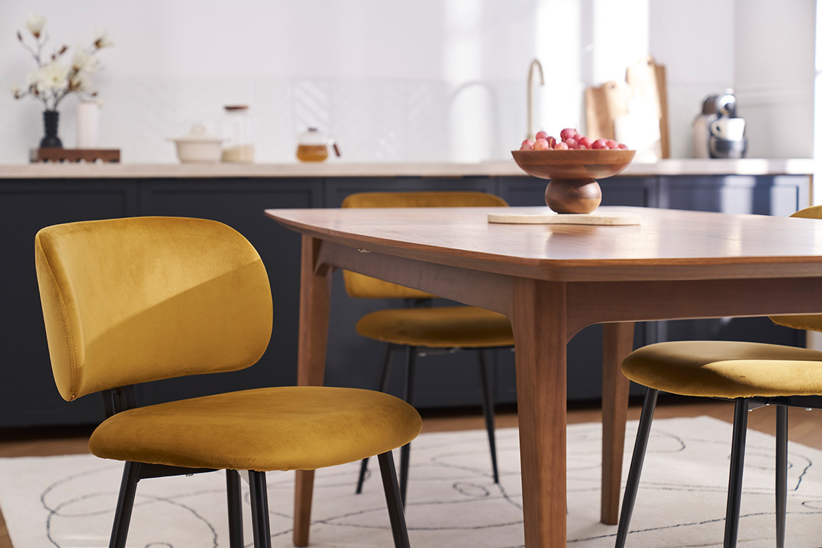 Chaises en tissu velours bronze et mtal noir (lot de 2) ATRIUM