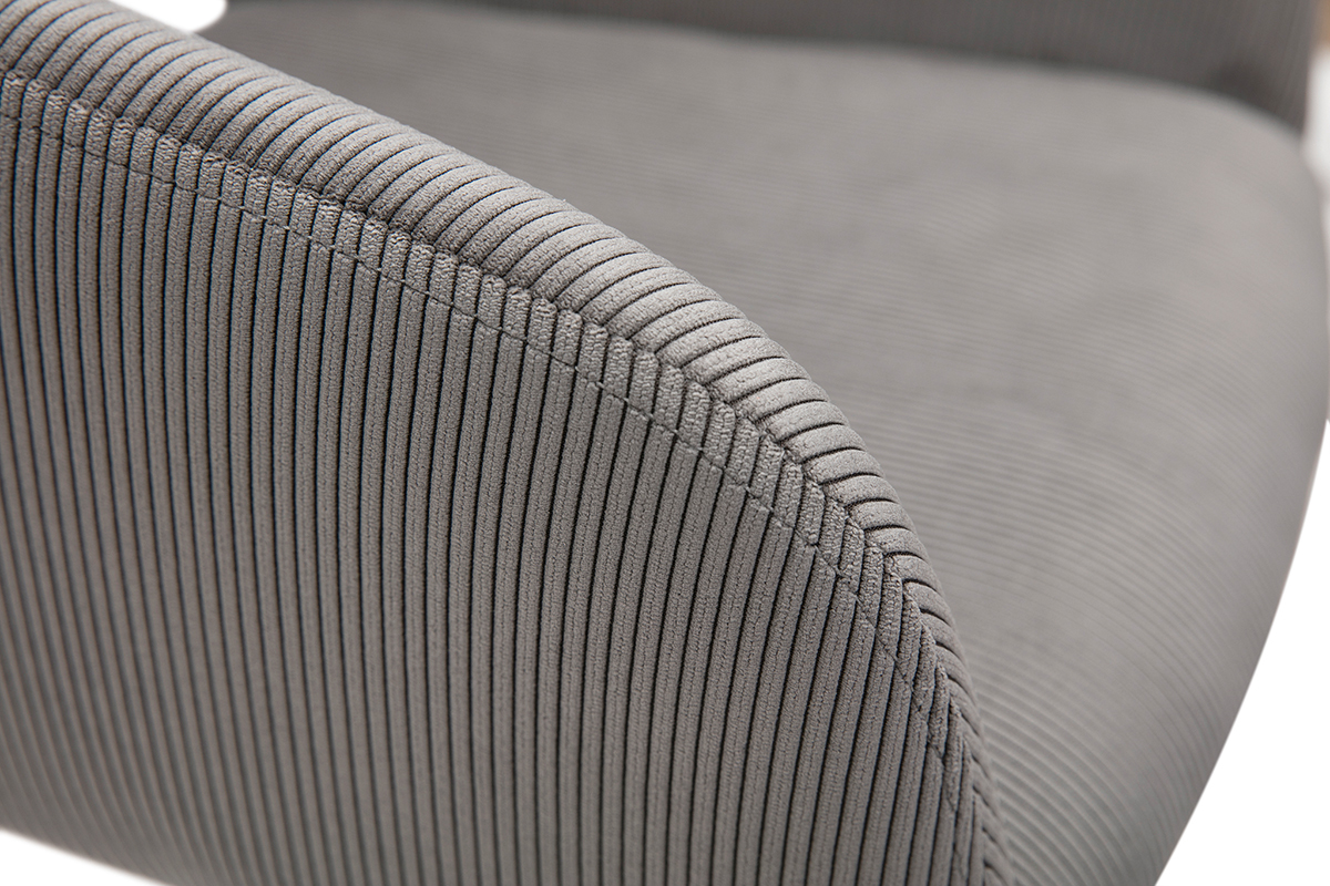 Chaises en tissu velours c�tel� gris et m�tal noir (lot de 2) LAURETTE