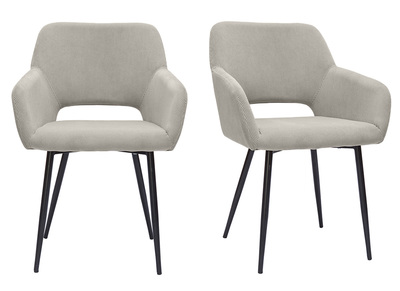 Chaises en tissu velours côtelé taupe et métal noir (lot de 2) LAURETTE