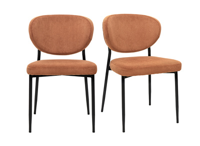 Chaises en tissu velours côtelé terre brûlée et métal noir (lot de 2) BREKA