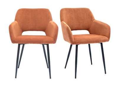Chaises en tissu velours côtelé terre brûlée et métal noir (lot de 2) LAURETTE