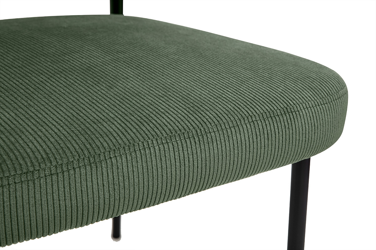 Lot de 2 chaises en velours ctel vert kaki et mtal noir BREKA