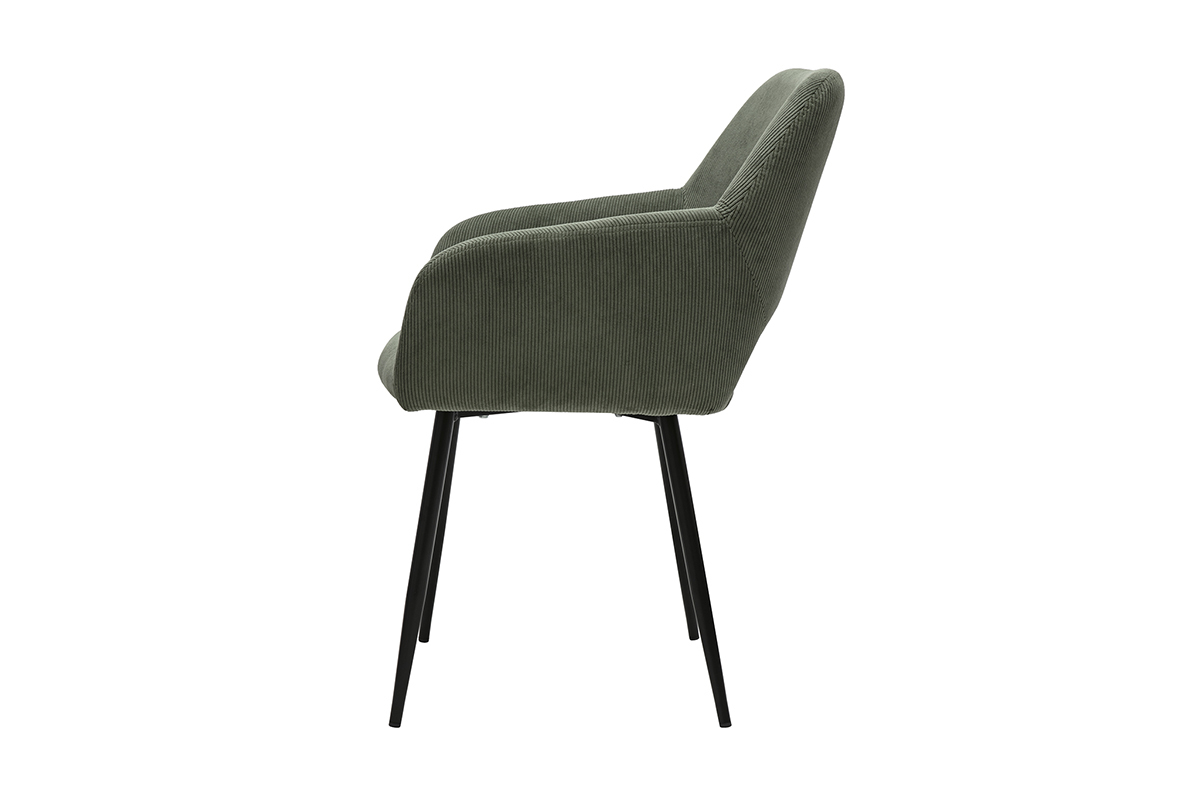 Chaises en tissu velours ctel vert kaki et mtal noir (lot de 2) LAURETTE