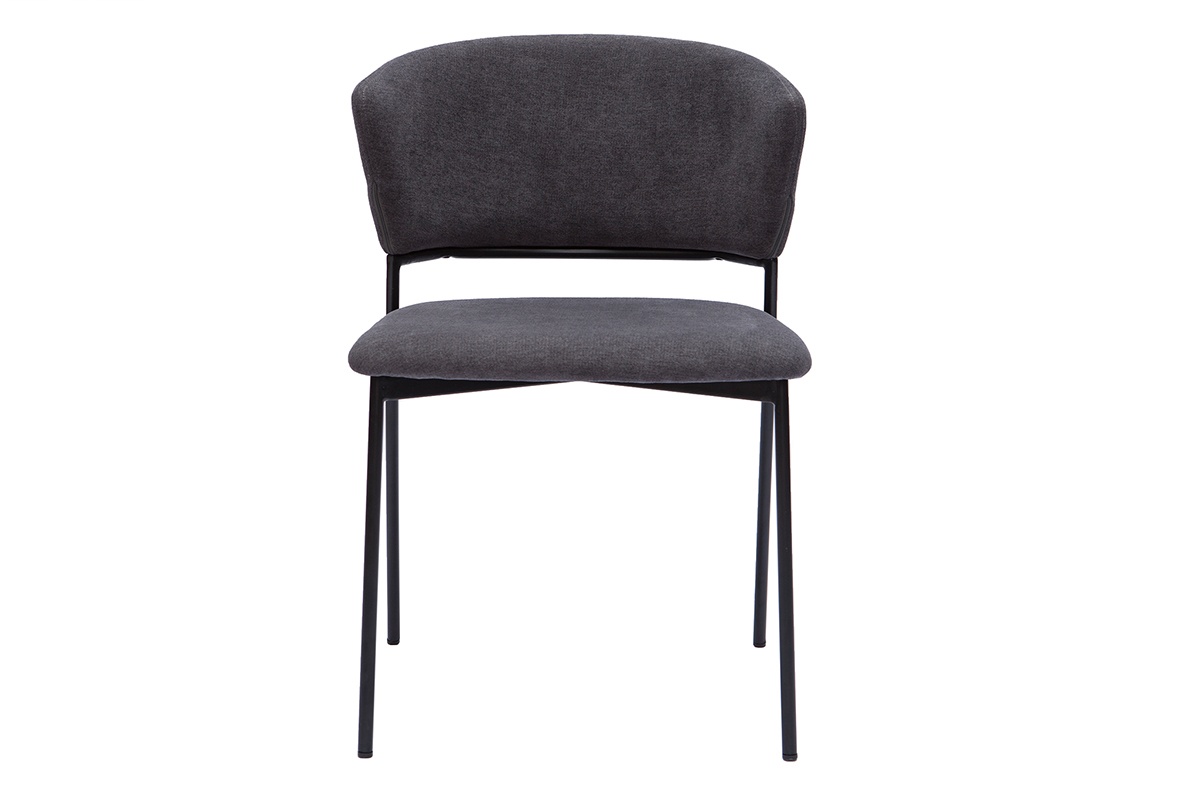 Chaises en tissu velours gris fonc� et m�tal noir (lot de 2) FELIZ