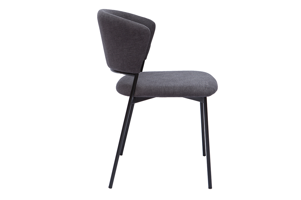 Chaises en tissu velours gris fonc� et m�tal noir (lot de 2) FELIZ