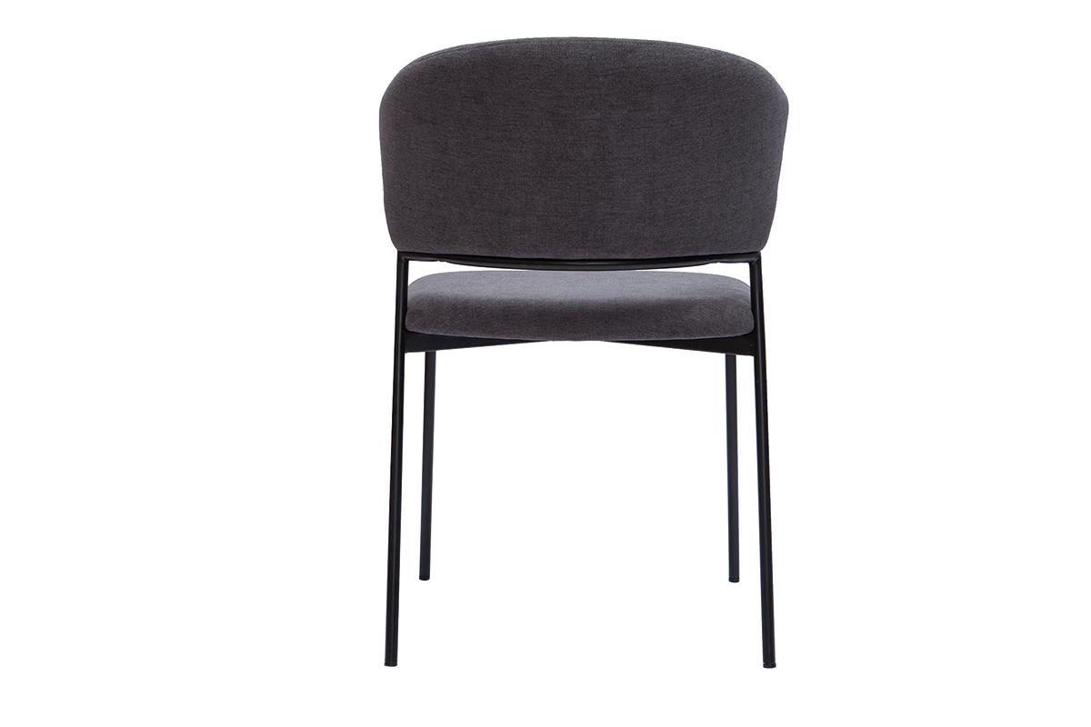 Chaises en tissu velours gris fonc� et m�tal noir (lot de 2) FELIZ
