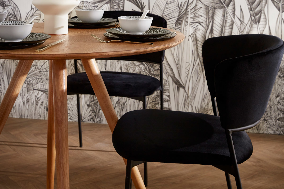 Chaises en tissu velours gris fonc� et m�tal noir (lot de 2) FELIZ