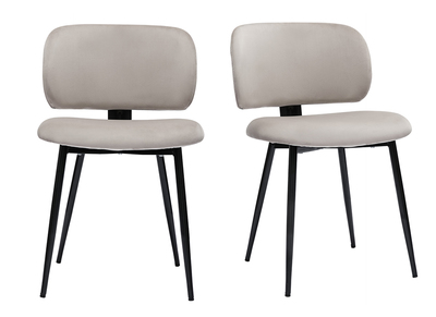 Chaises en tissu velours taupe et métal noir (lot de 2) ATRIUM