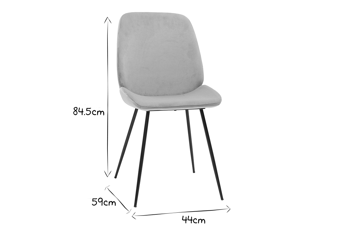 Chaises en tissu velours taupe et m�tal noir (lot de 2) KAOLY
