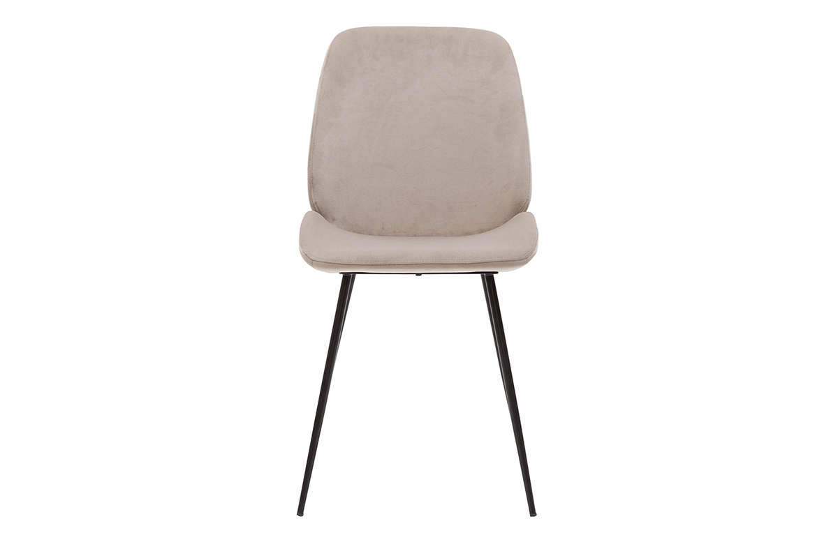 Chaises en tissu velours taupe et m�tal noir (lot de 2) KAOLY