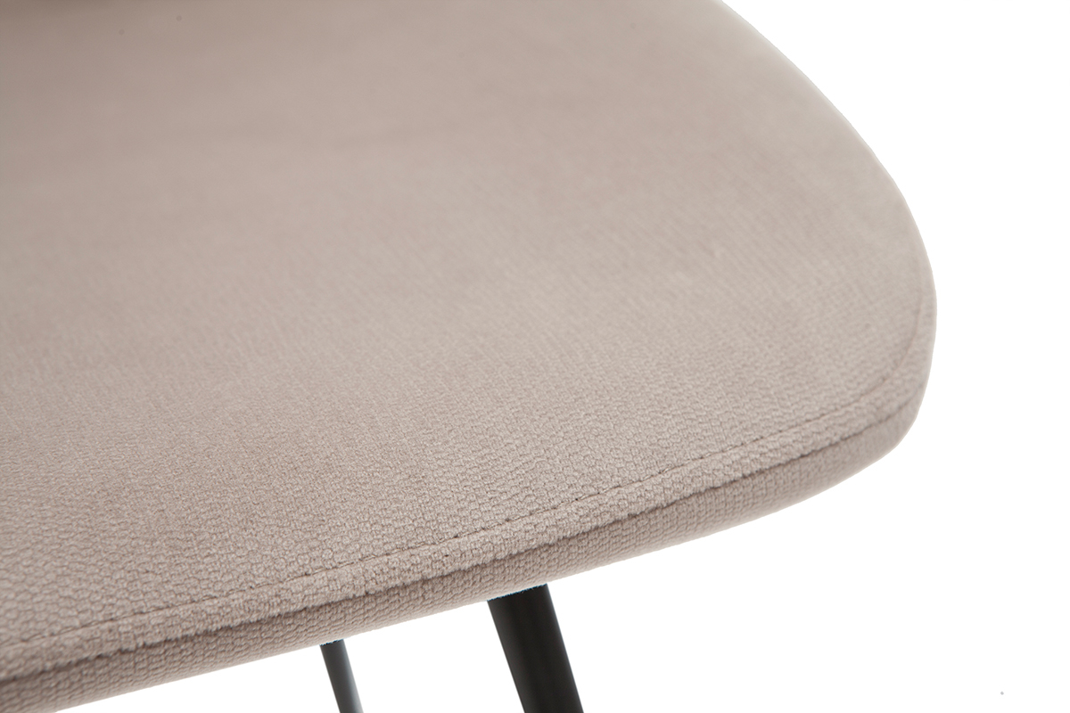 Chaises en tissu velours taupe et m�tal noir (lot de 2) KAOLY