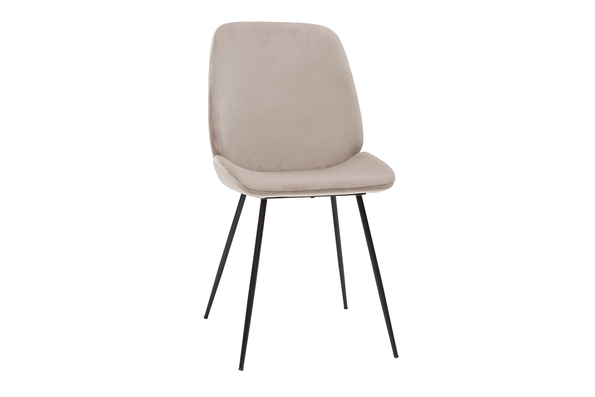Chaises en tissu velours taupe et m�tal noir (lot de 2) KAOLY