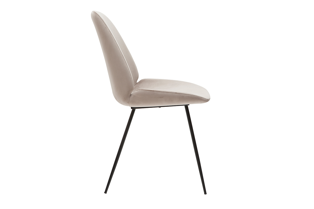 Chaises en tissu velours taupe et m�tal noir (lot de 2) KAOLY