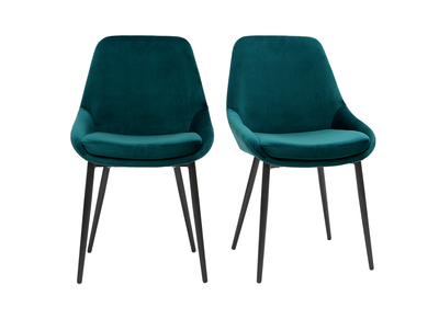 Chaises en velours bleu p&eacute;trole (lot de 2) HOLO - Miliboo & St&eacute;phane Plaza