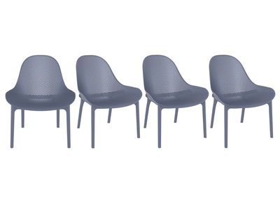 Chaises lounge empilables grises int&eacute;rieur / ext&eacute;rieur (lot de 4) OSKOL