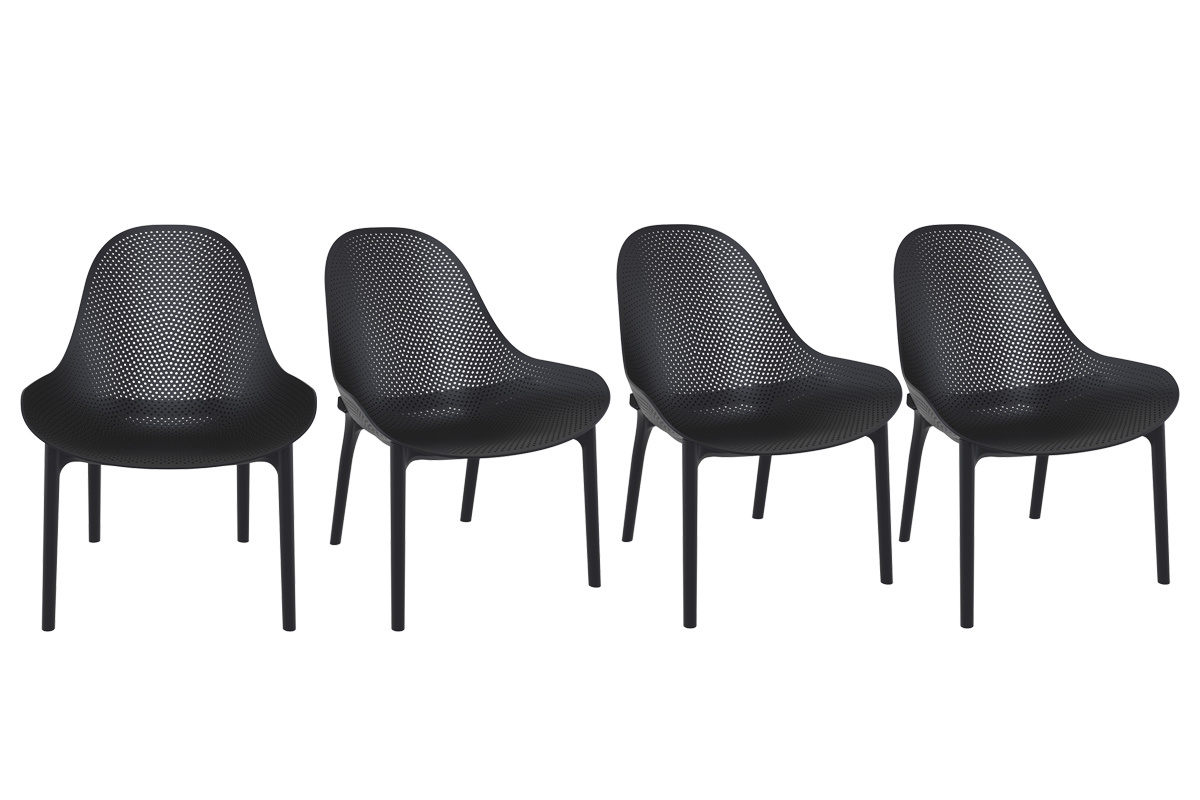 Chaises lounge empilables noires intrieur / extrieur (lot de 4) OSKOL