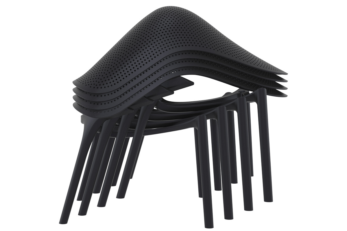 Chaises lounge empilables noires intrieur / extrieur (lot de 4) OSKOL