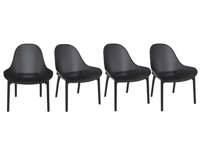 Chaises lounge empilables noires int&eacute;rieur / ext&eacute;rieur (lot de 4) OSKOL