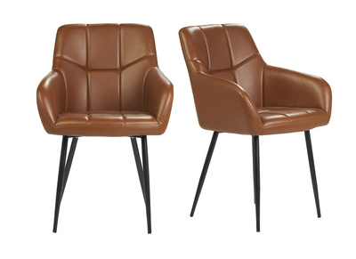 Chaises matelassées marron et métal noir (lot de 2) MONTERO