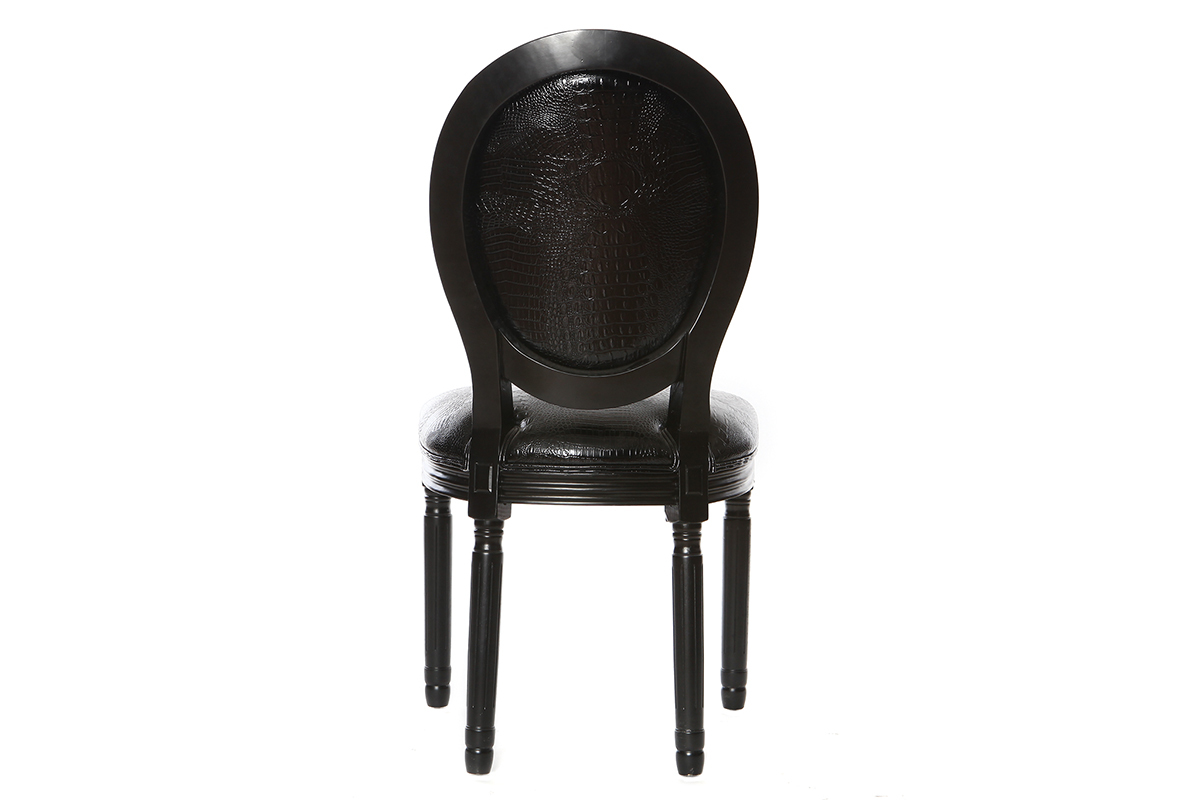 Chaises m�daillon en polyur�thane noir fa�on croco (lot de 2) LEGEND