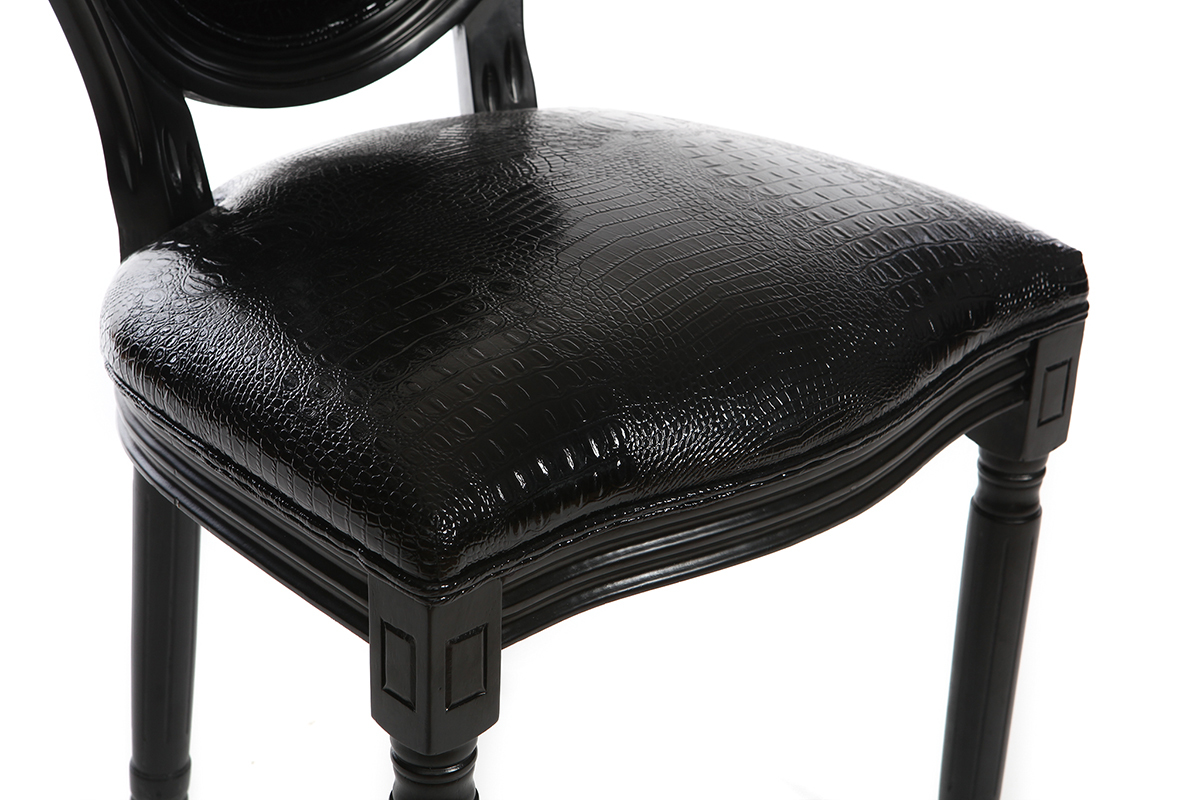 Chaises m�daillon en polyur�thane noir fa�on croco (lot de 2) LEGEND