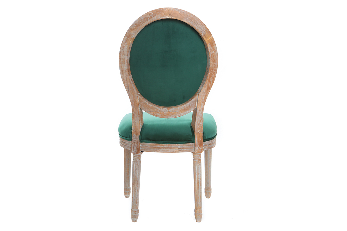 Chaises m�daillon velours vert �meraude pieds bois clair (lot de 2) LEGEND