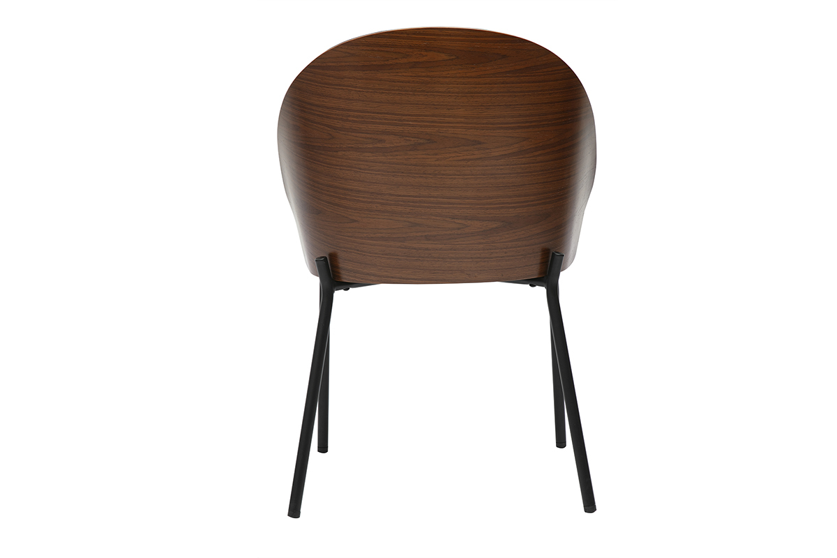 Chaise Tucson en bois fonc� et m�tal noir, vue de dos.