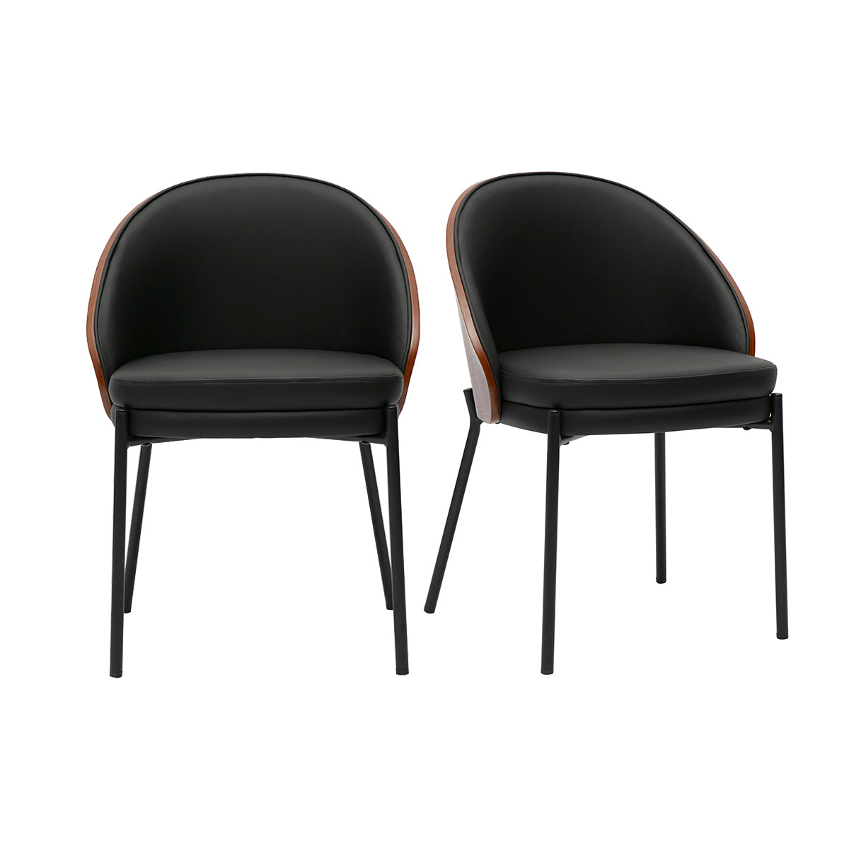 Chaises noires, bois foncé et métal (lot de 2) TUCSON