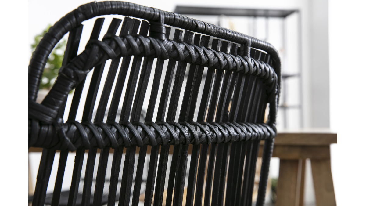 Chaises noires en rotin et métal (lot de 2) MALACCA