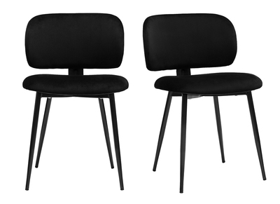 Chaises noires en tissu velours et métal (lot de 2) ATRIUM
