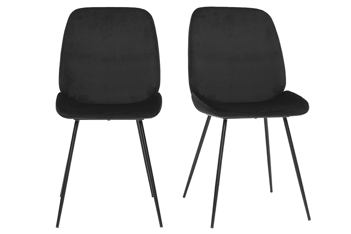 Chaises noires en tissu velours et m�tal (lot de 2) KAOLY