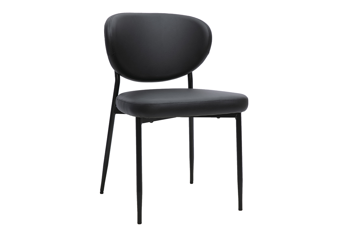 Chaise noire BREKA en m�tal, vue de 3/4, design moderne et confortable