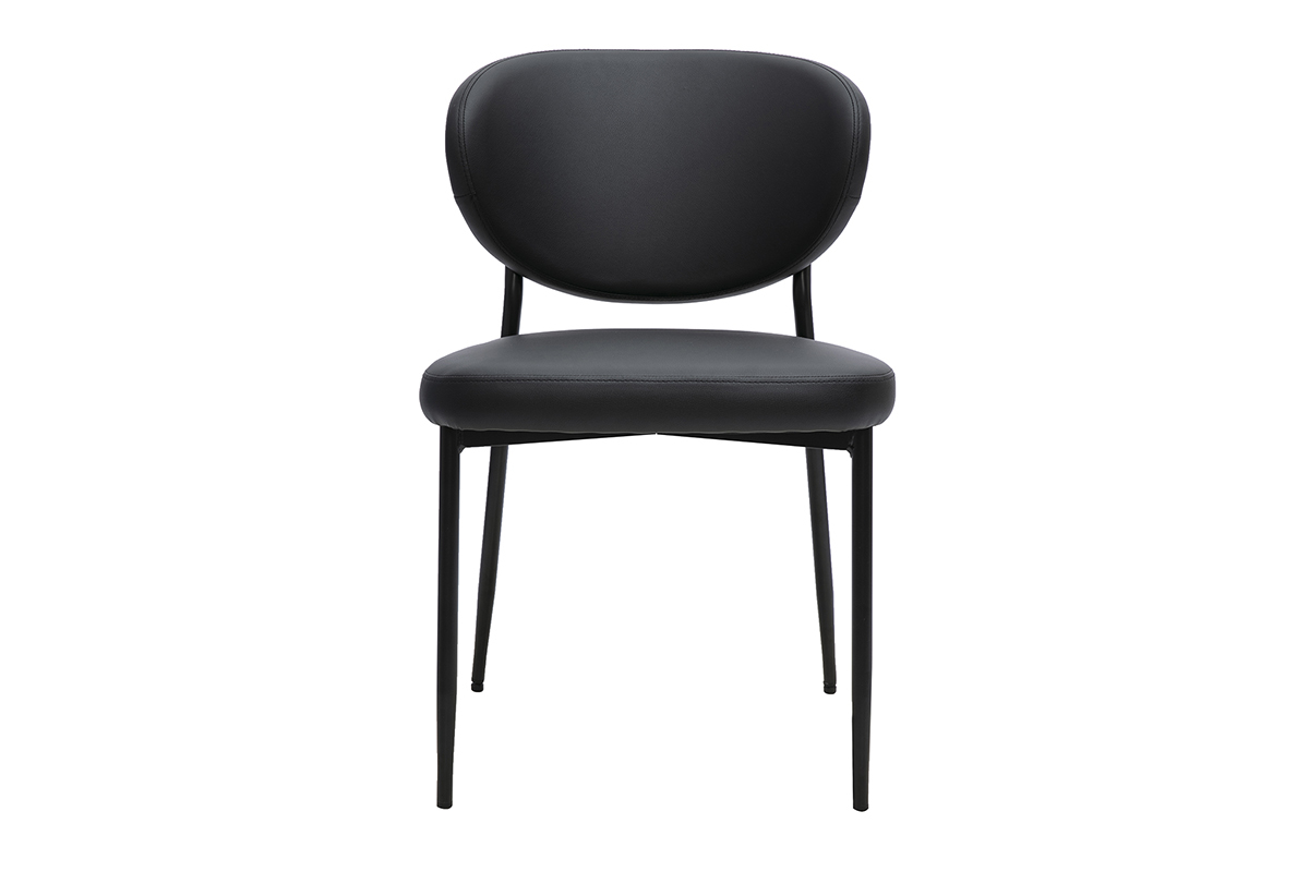 Chaise BREKA noire en polyur�thane avec pi�tement m�tal, vue de 3/4