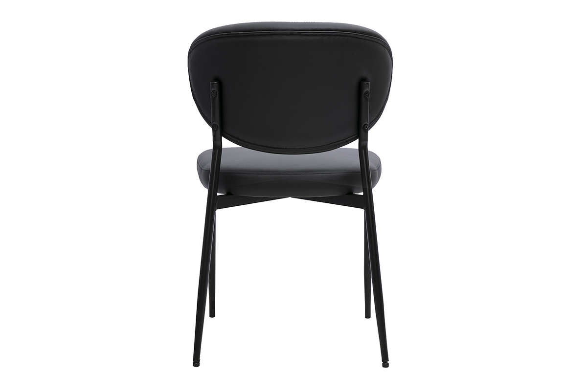 Chaise BREKA noire en polyur�thane, vue de dos avec pi�tement en m�tal noir.