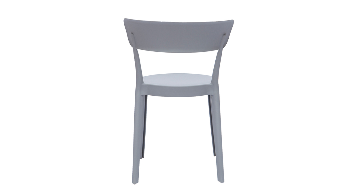 Chaises plastique gris empilables intérieur/extérieur (lot de 2) RIOS