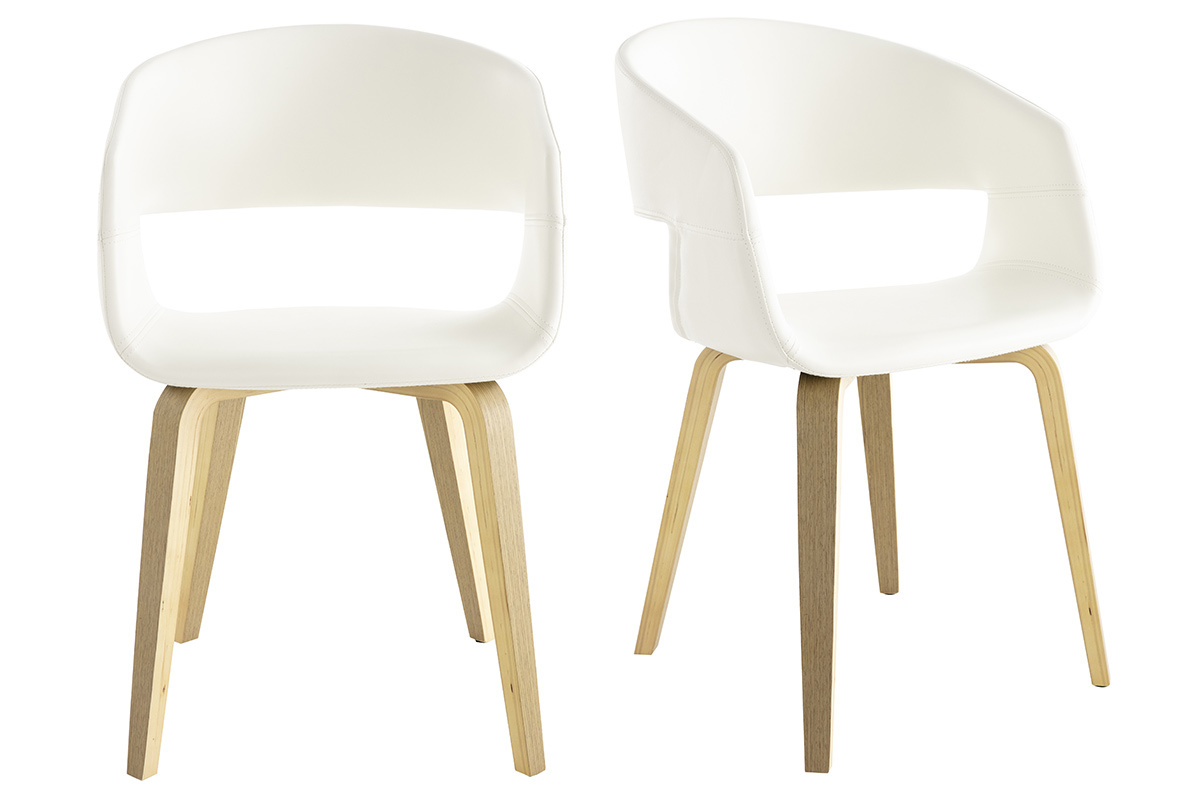 Chaises scandinaves blanc et bois (lot de 2) SLAM